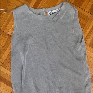 Zara Silver Sleeveless Women's Top
